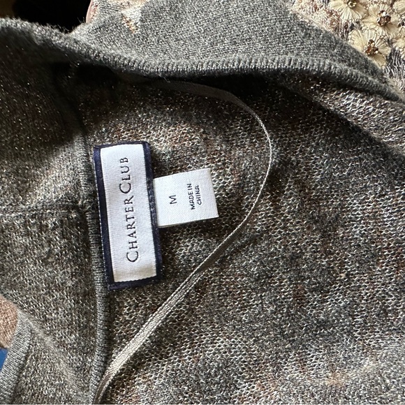 Charter Club Elegant Gray and Cream Cardigan - Picture 5 of 8